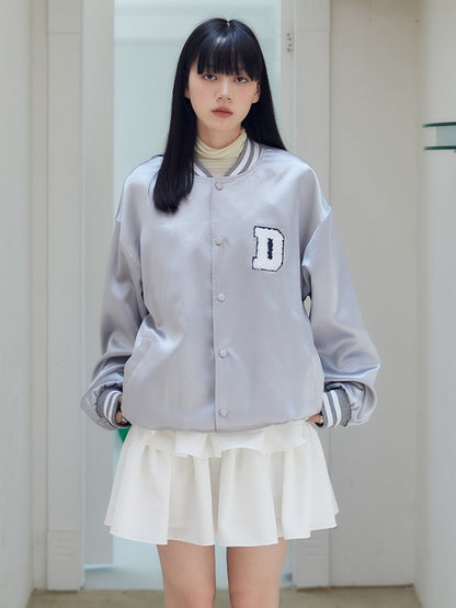 Cool Silver Baseball Jacket【s0000003573】