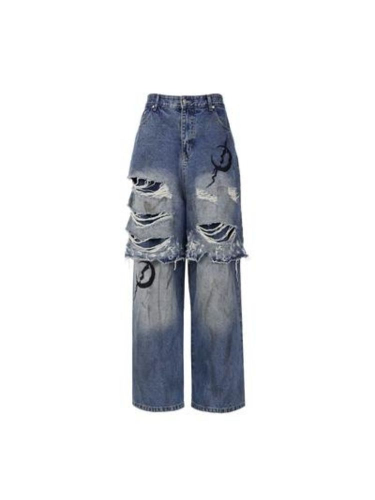 Loose Scrappy Aged Genderless Jeans【s0000004828】