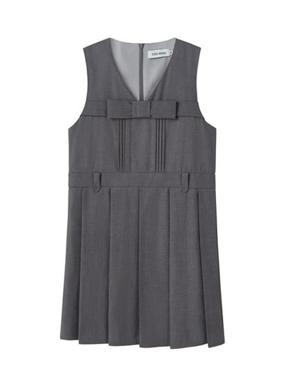 Bow Tie College Style Sleeveless V-neck One Piece [s0000003200]