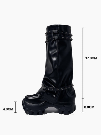 Y2K Punk Style Metal Rivets High Heel Long Boots【s0000005187】