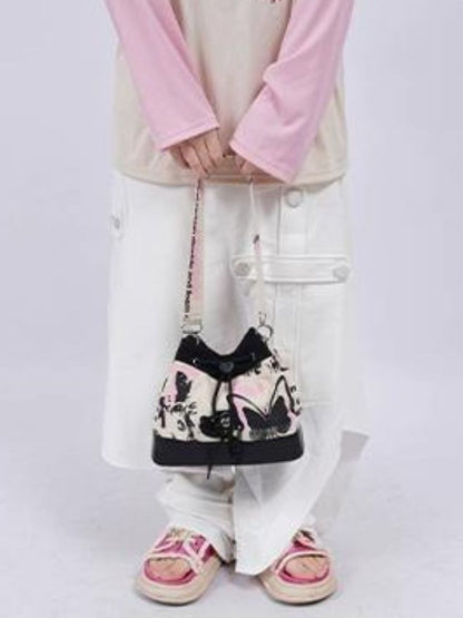 Sweet cool shoulder Messenger bucket bag【s0000003310】 