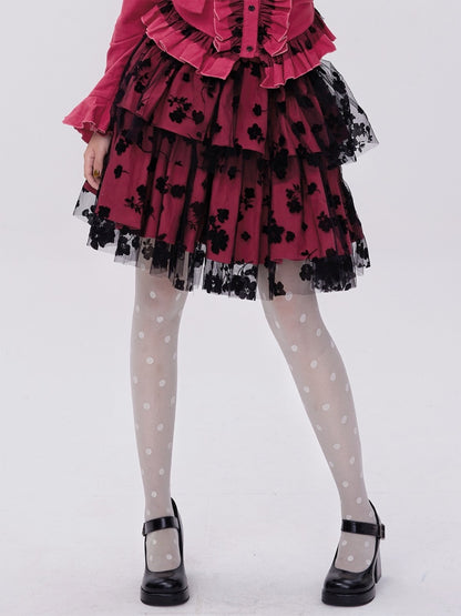 Retro Cute Flower Tutu Half Length Cake Skirt【s0000003182】