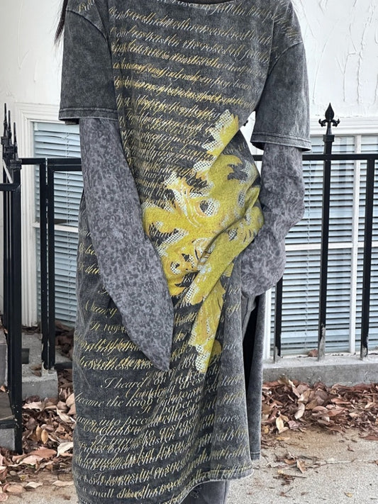 Damage Processing Lettering Print Long One Piece【s0000004168】