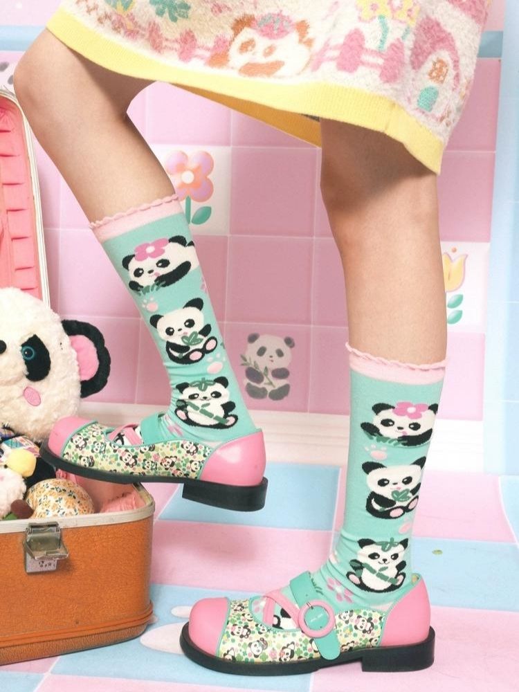 Panda Mint Green Mid Calf Socks【s0000006108】 