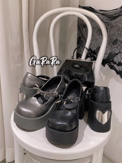 Punk Mirror Thick Sole Mary Jane Single Shoes【s0000005222】