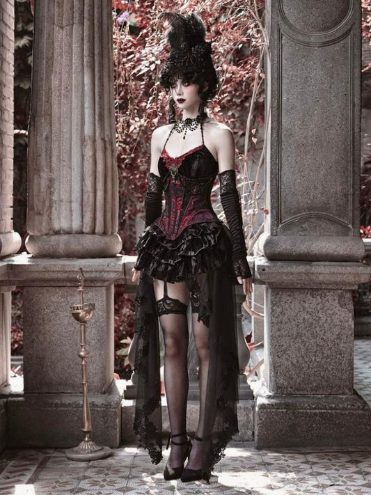 Gothic Velvet Halloween Suspender Dress Suit【s0000003241】