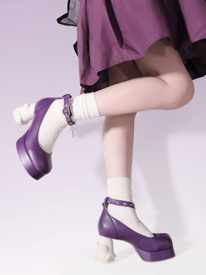 With Cross Ankle Strap Ghost Heel Pumps【s0000002546】