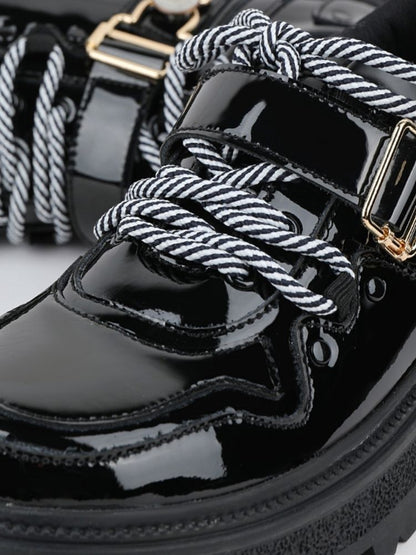 Shoelace striped belt shoes【s0000002202】