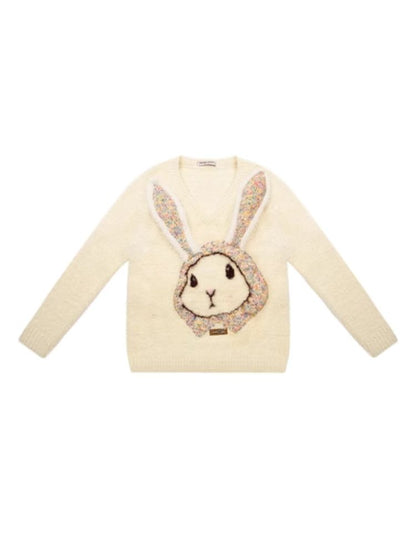 Rabbit V-neck sweater【s0000003796】