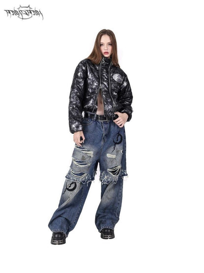 Loose Scrappy Aged Genderless Jeans【s0000004828】