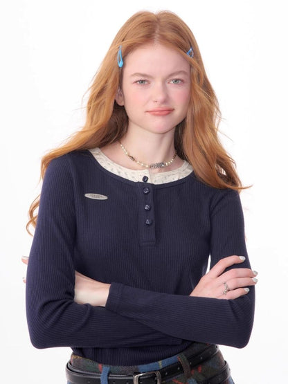 V-neck long-sleeved blouse【s0000006165】