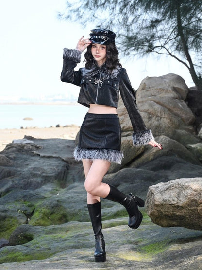 High Waist Leather Skirt【s0000004841】