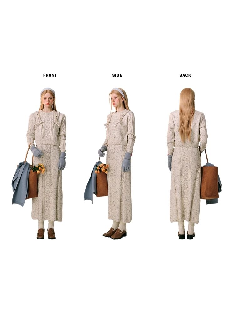 Braided Color Dot Knit Sweater Half Skirt【s0000005609】