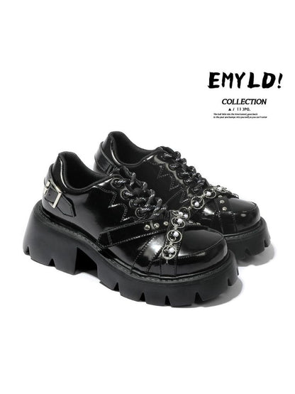 Chain Buckle Belt Lace Up Platform Shoes【s0000002360】