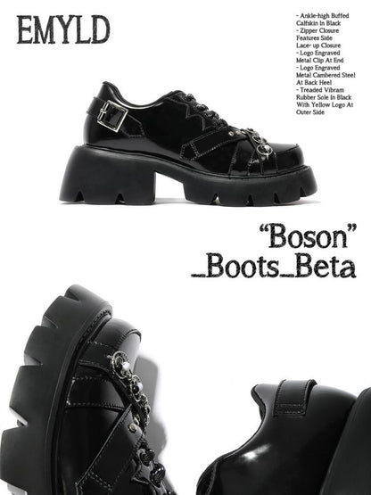 Chain Buckle Belt Lace Up Platform Shoes【s0000002360】