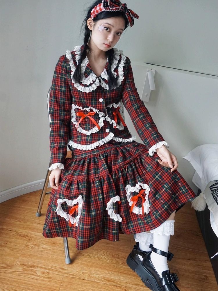 Retro cute Lolita skirt sweet girl tweed bustier [s0000004269]