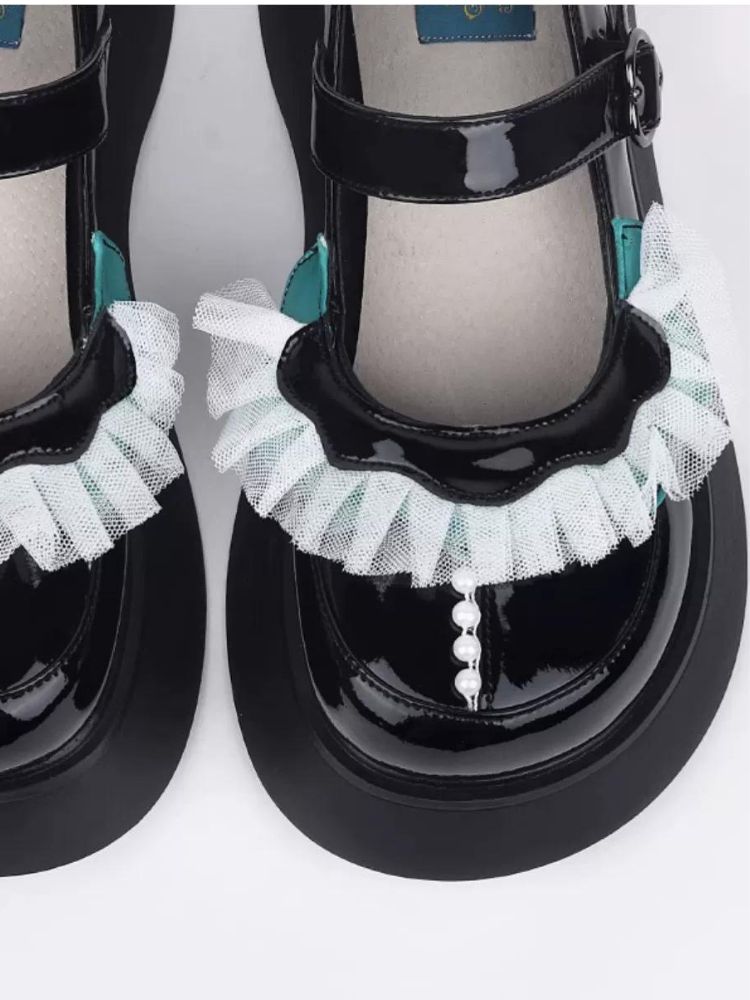 Ruffled Lace Heart Buckle Belt Platform Shoes【s0000002791】