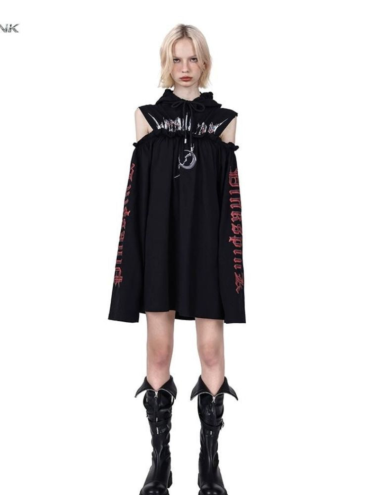 Hooded black dress【s0000003714】