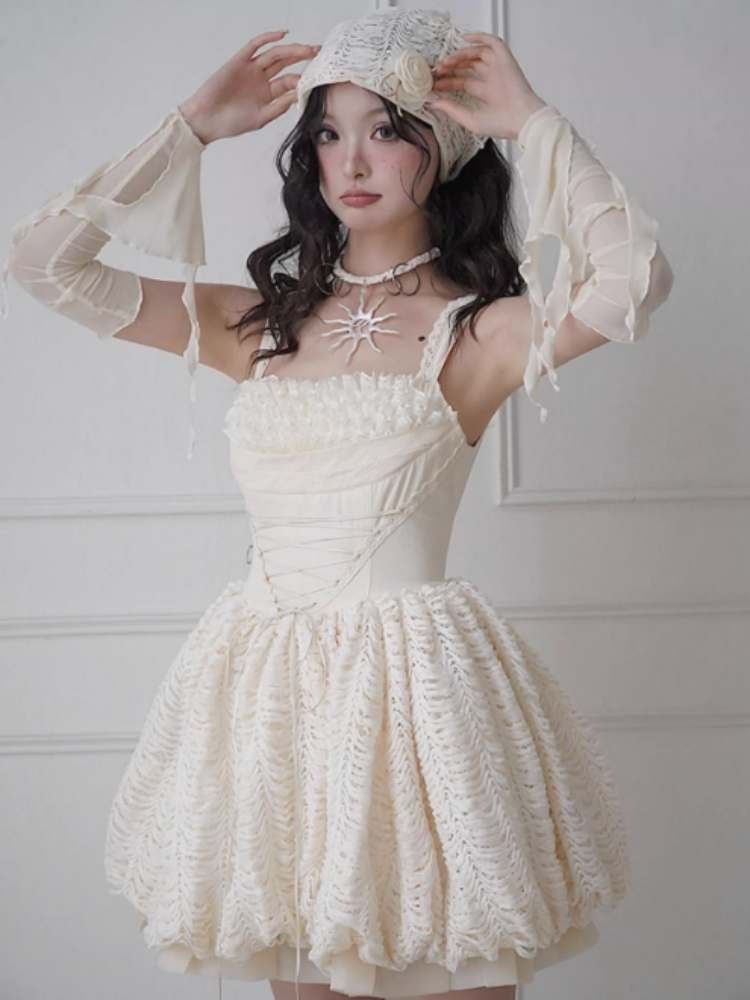 Fluttering Elastic Tulle Sleeves [s0000008145]