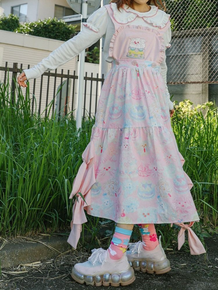 Yume Kawaii Sweets Print Frill Apron Dress【s0000003427】