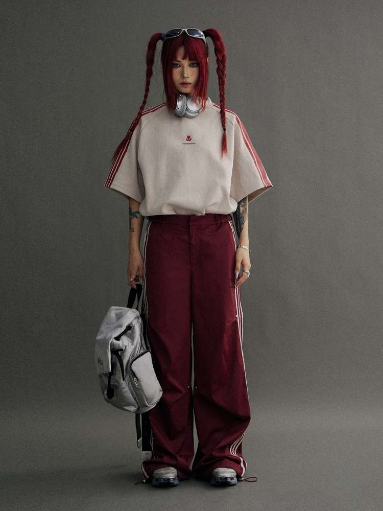 Stripe Wide Leg Jersey Pants【s0000006753】