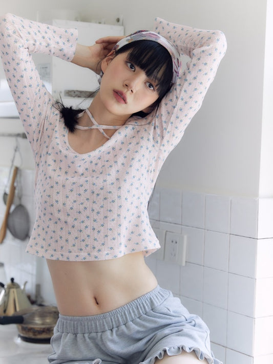 Sweet Small Floral Knit T-Shirt【s0000003582】