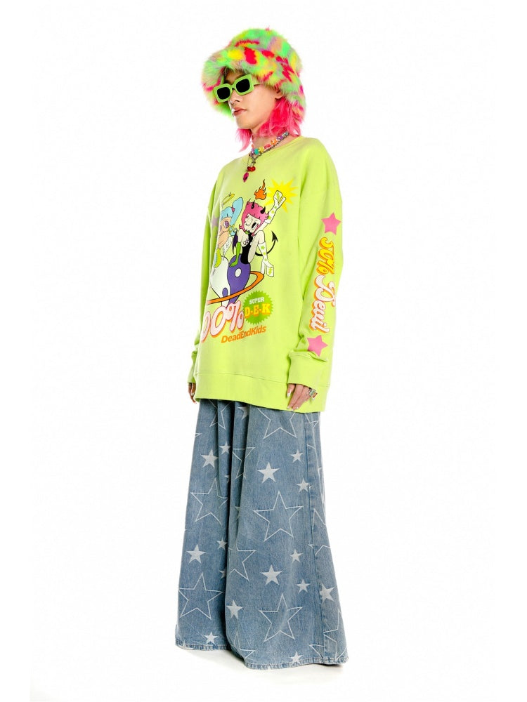 Y2K American Retro Angel &amp; Devil Girl Print Loose Sweat / Bear Gummy Bag【s0000003888】