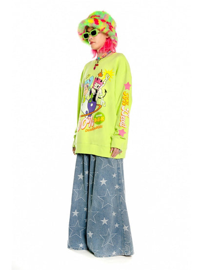 Y2K American Retro Angel &amp; Devil Girl Print Loose Sweat / Bear Gummy Bag [s0000003888]