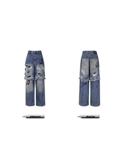 Loose Scrappy Aged Genderless Jeans【s0000004828】