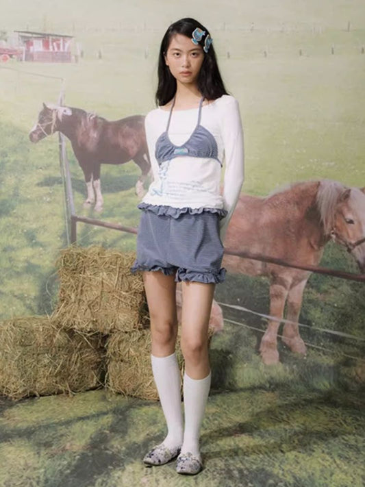 Camisole Tank Top Striped Shorts Set【s0000007698】