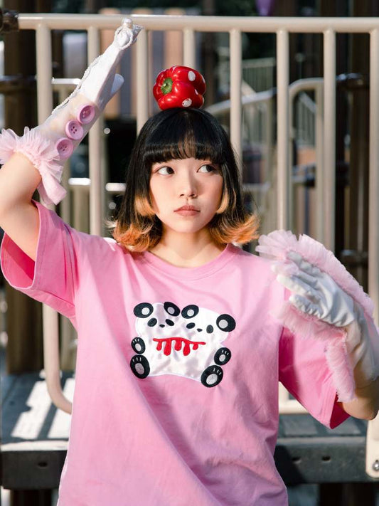 Couple Panda Embroidery T-Shirt【s0000007748】