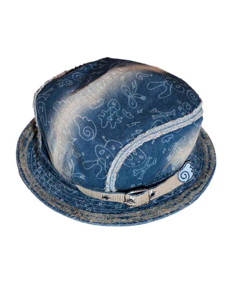 Y2K Retro Japan Style Angel Wings Denim Fisherman Hat [S0000008546]