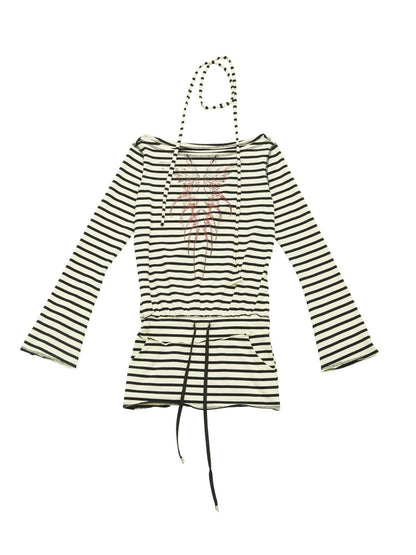 Holder Neck Striped Print Dress【s0000003433】