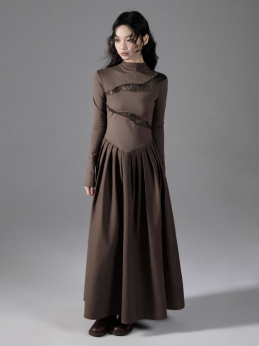 Switching Design Draped Pleated Dress【s0000004396】