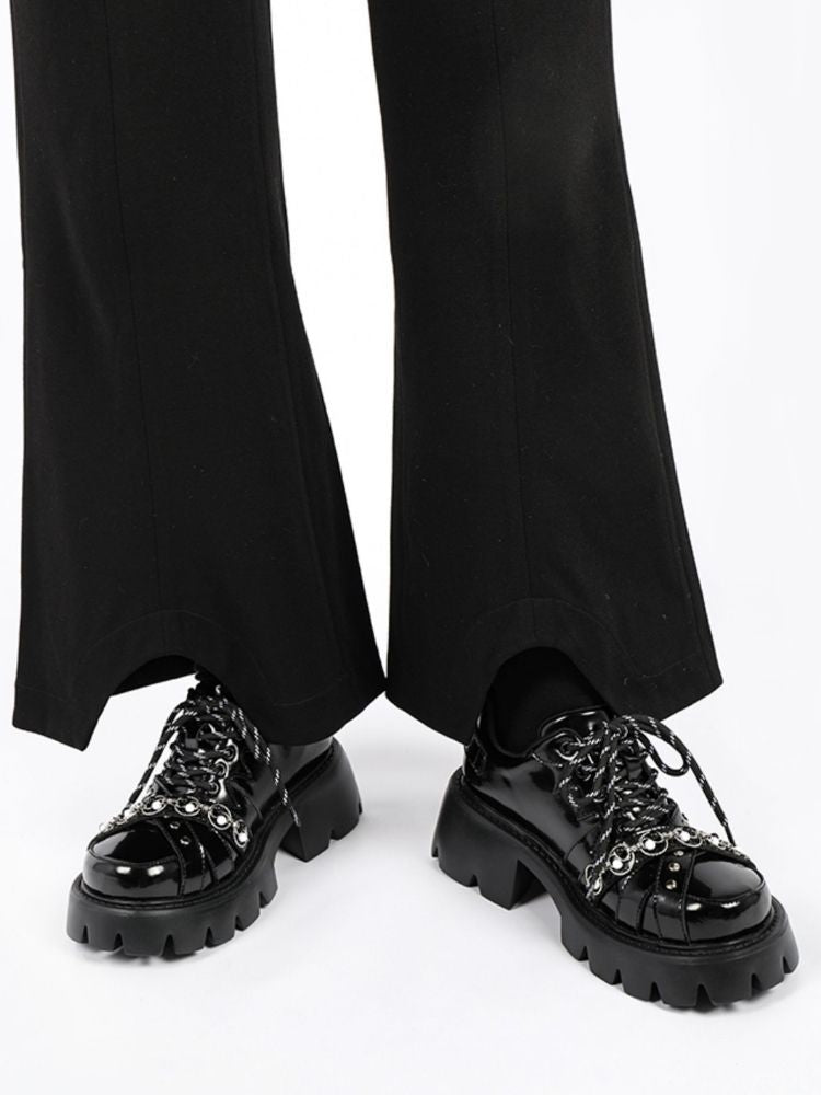 Chain Buckle Belt Lace Up Platform Shoes【s0000002360】