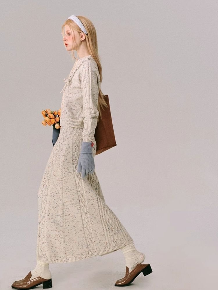 Braided Color Dot Knit Sweater Half Skirt【s0000005609】