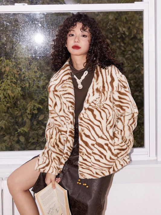 Brown tiger print jacket【s0000004579】