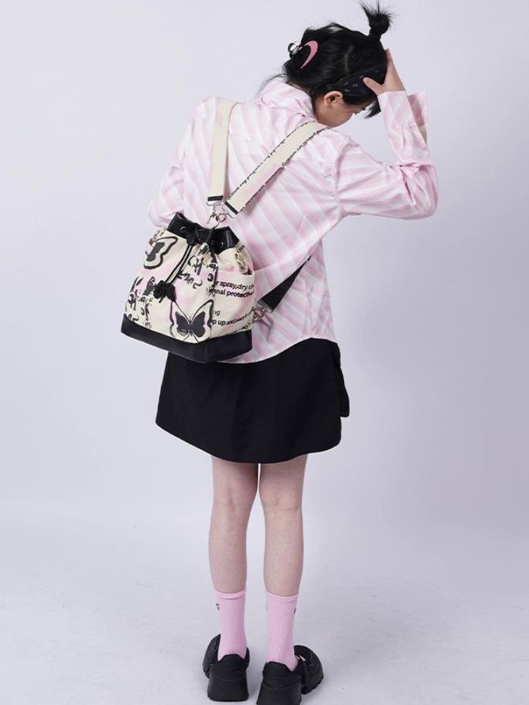 Sweet cool shoulder Messenger bucket bag【s0000003310】 