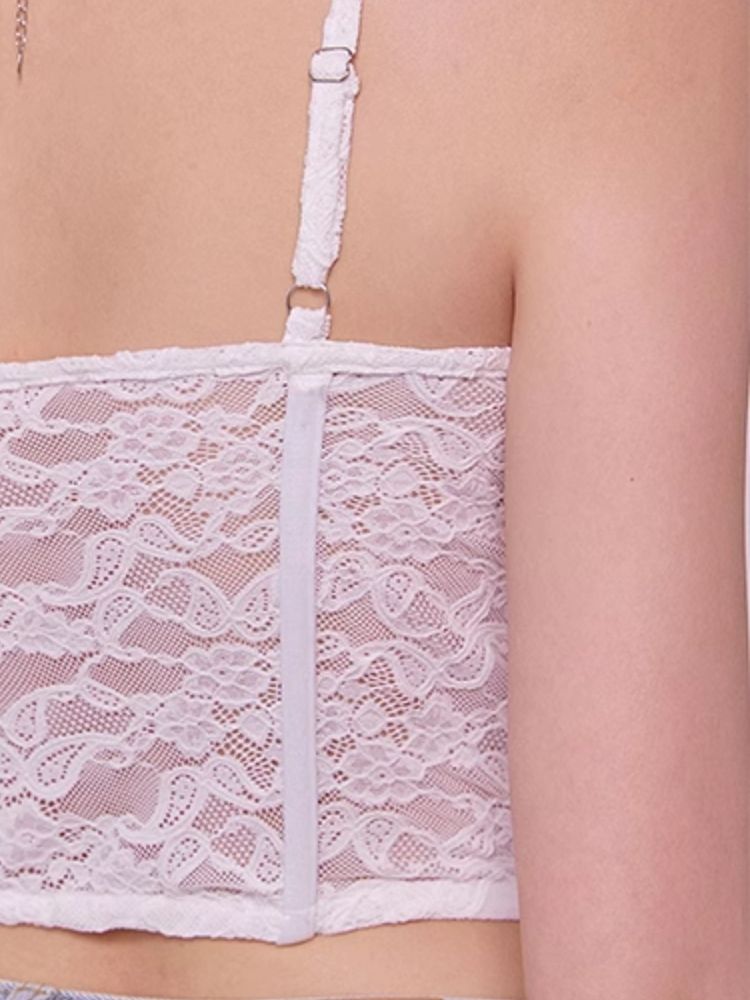 Jacquard Lace Fishbone Hollow Bow Camisole【s0000006601】