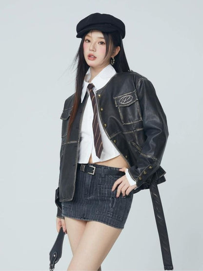 College fake leather jacket【s0000004056】