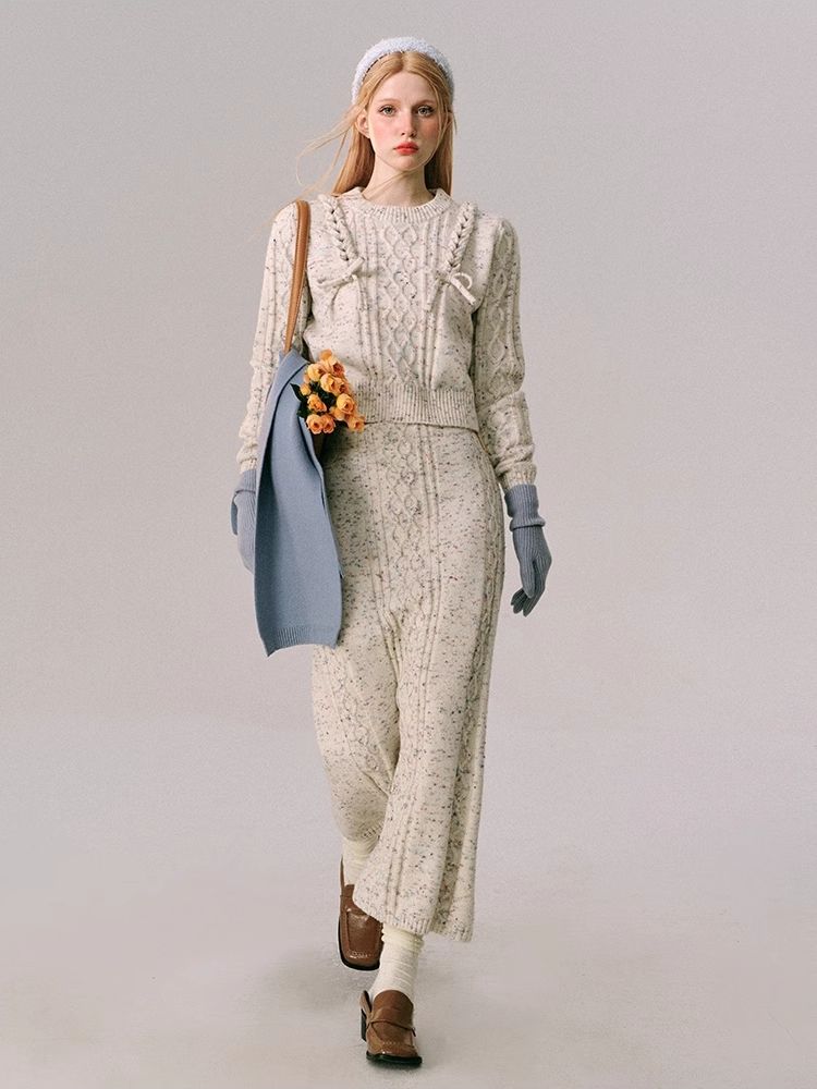 Braided Color Dot Knit Sweater Half Skirt【s0000005609】