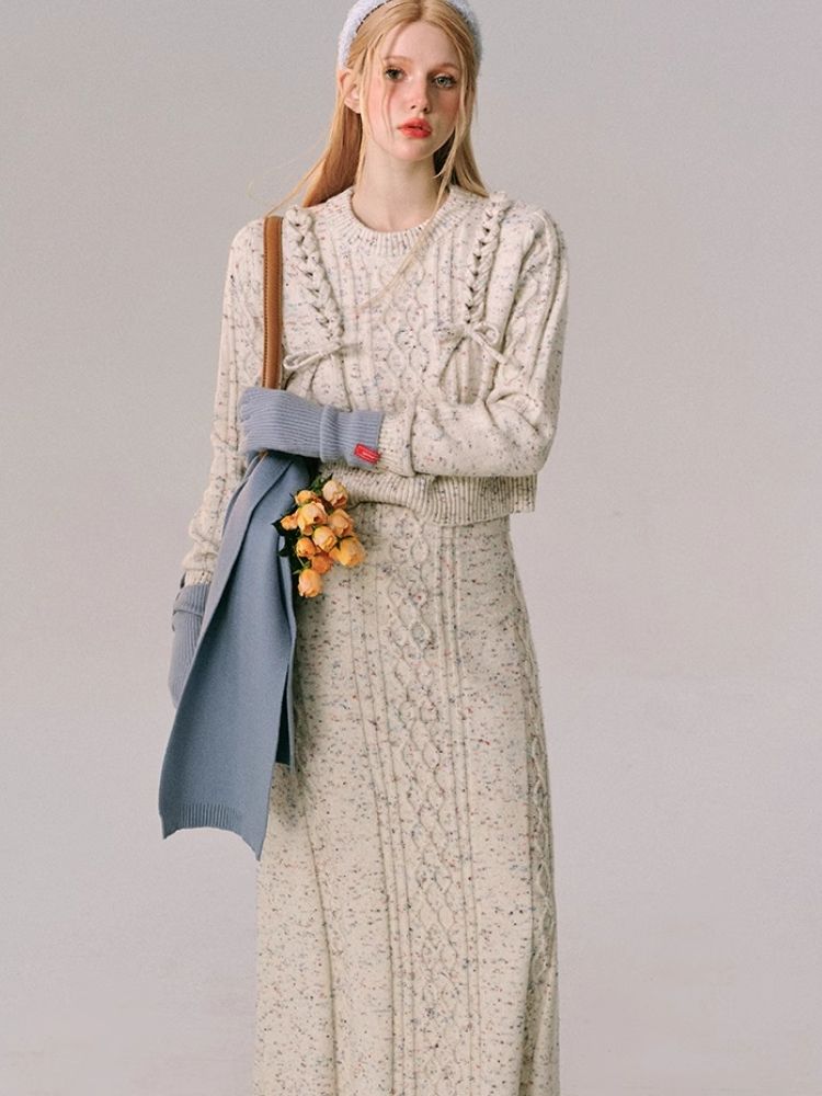 Braided Color Dot Knit Sweater Half Skirt【s0000005609】