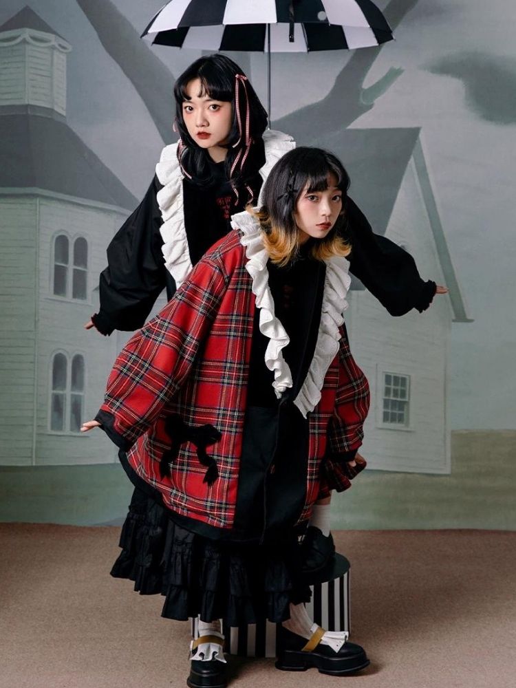 Plaid splicing reversible coat【s0000003612】