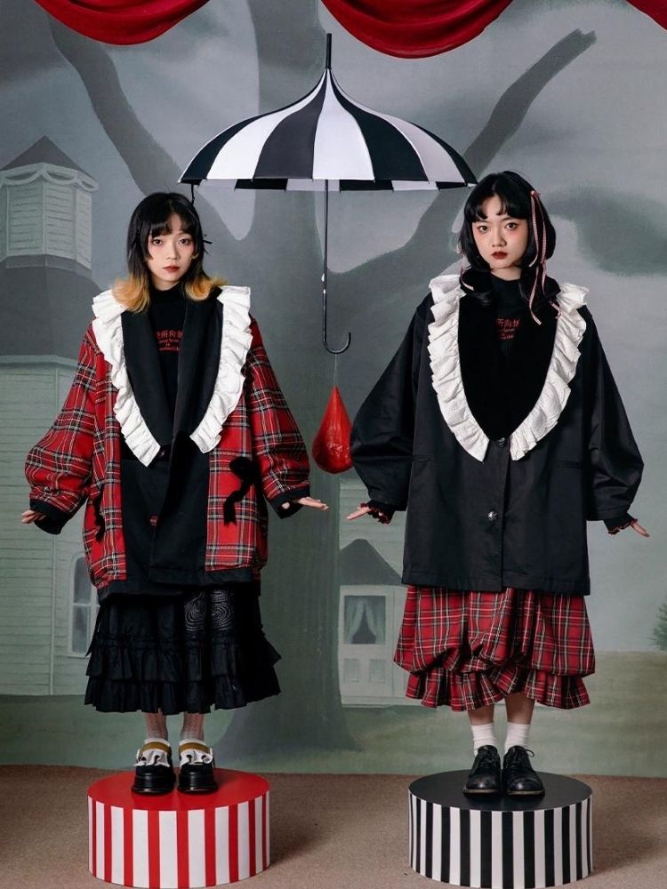 Plaid splicing reversible coat【s0000003612】