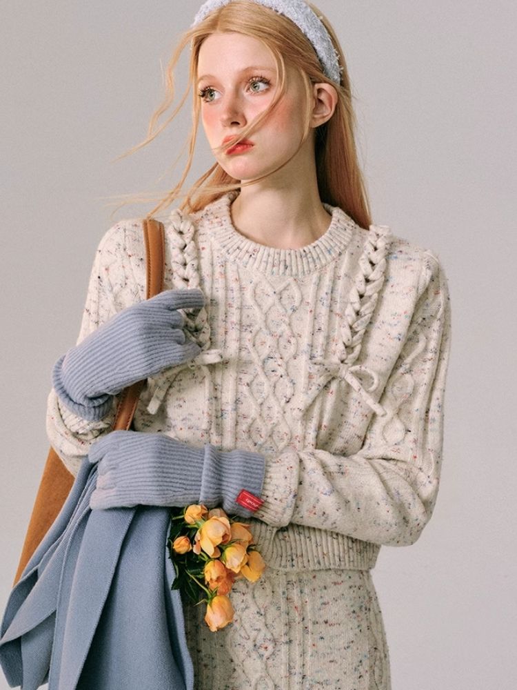 Braided Color Dot Knit Sweater Half Skirt【s0000005609】