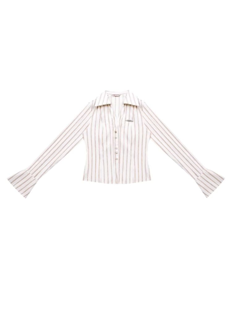 Retro striped slim shirt【s0000003799】