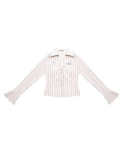 Retro striped slim shirt【s0000003799】