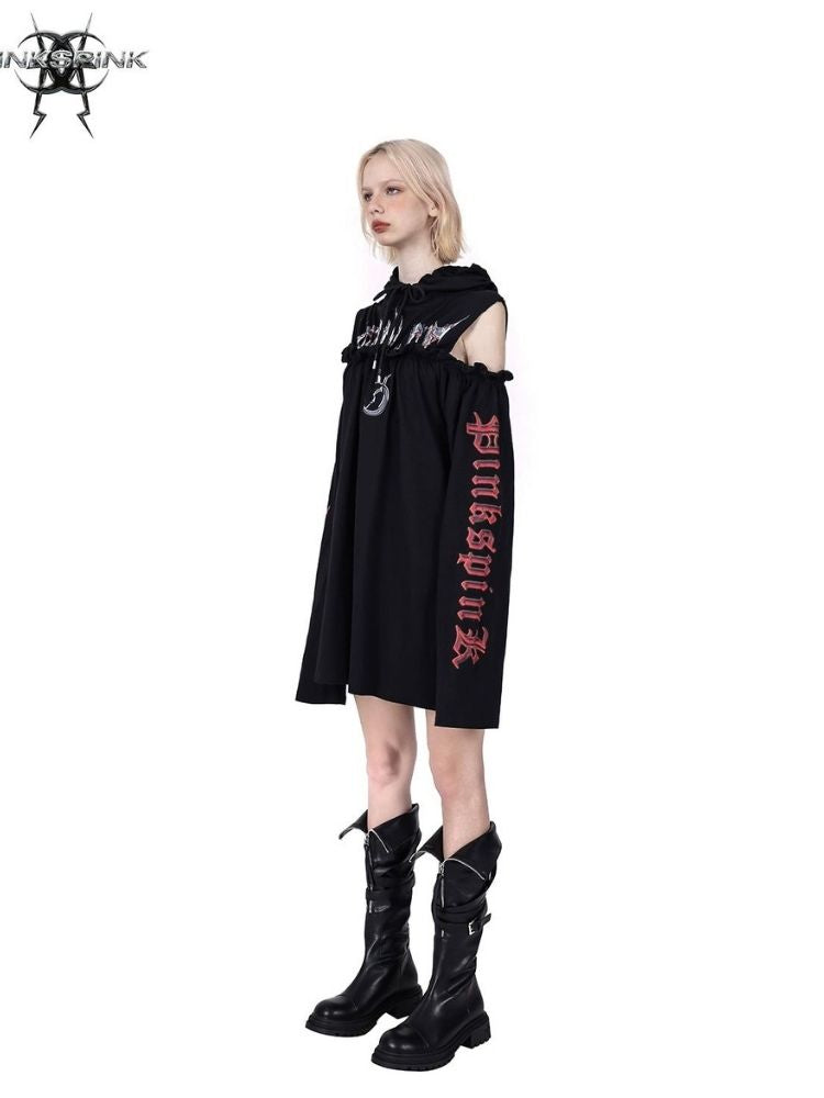 Hooded black dress【s0000003714】