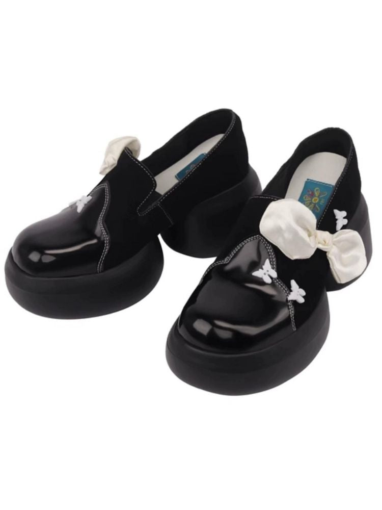 Side Ribbon Butterfly Platform Loafers【s0000002780】