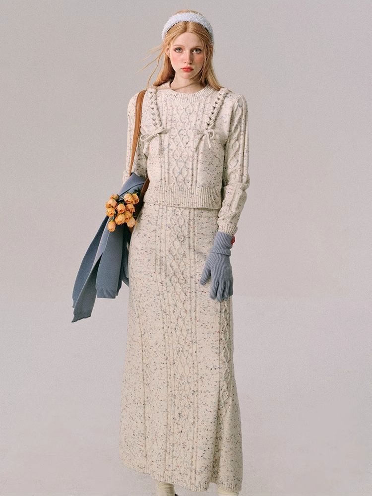 Braided Color Dot Knit Sweater Half Skirt【s0000005609】